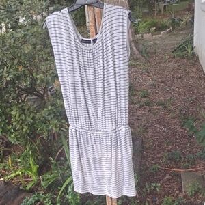 New York & Company Black and White Striped Midi Dress